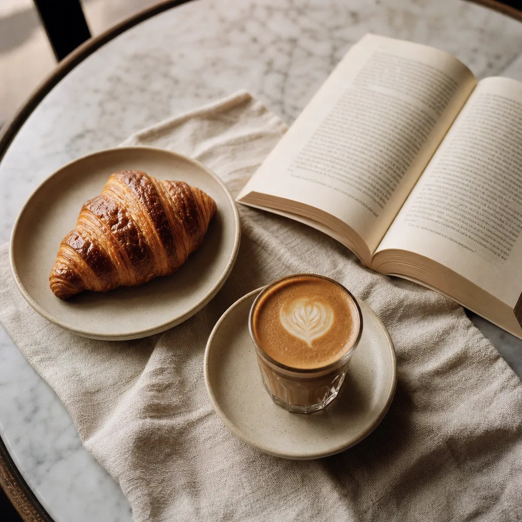 Croissant flat lay post